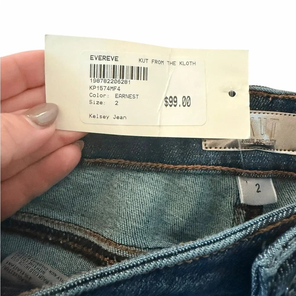 Kut from the Kloth Kelsey Fab Ab Ankle Flate Dark Blue Jeans NEW with tags - Picture 5 of 9